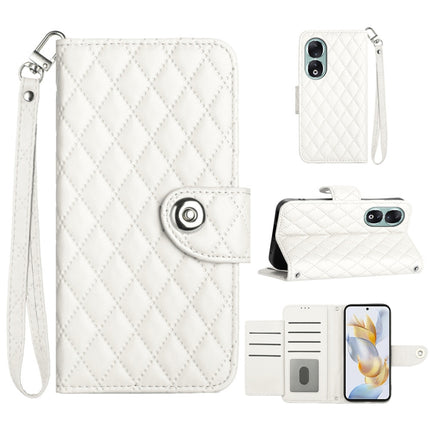 Rhombic Texture Flip Leather Phone Case with Lanyard, For Honor 90 Pro, For Honor 90, For Honor X7a / Play7T, For Honor X8 5G / X6 4G / 70 Lite