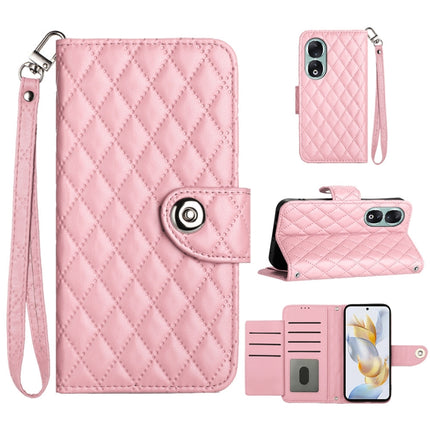 Rhombic Texture Flip Leather Phone Case with Lanyard, For Honor 90 Pro, For Honor 90, For Honor X7a / Play7T, For Honor X8 5G / X6 4G / 70 Lite