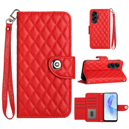 Rhombic Texture Flip Leather Phone Case with Lanyard, For Honor X9b / Magic6 Lite, For Honor X6a, For Honor X8 4G / X30i / Play6T Pro, For Honor 90 Lite