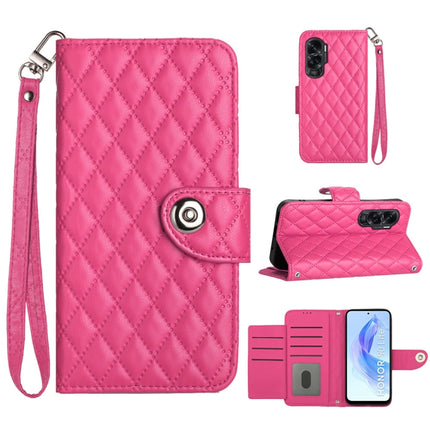 Rhombic Texture Flip Leather Phone Case with Lanyard, For Honor X9b / Magic6 Lite, For Honor X6a, For Honor X8 4G / X30i / Play6T Pro, For Honor 90 Lite