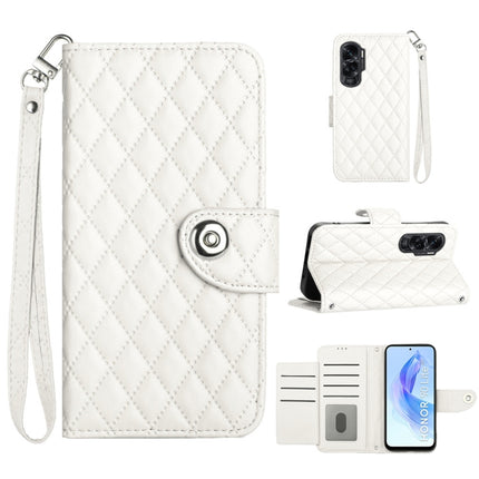 Rhombic Texture Flip Leather Phone Case with Lanyard, For Honor X9b / Magic6 Lite, For Honor X6a, For Honor X8 4G / X30i / Play6T Pro, For Honor 90 Lite