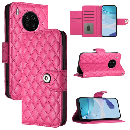 Rhombic Texture Flip Leather Phone Case with Lanyard, For Honor 60 SE, For Honor 60 Pro, For Honor 60, For Honor 50 Lite / Huawei nova 8i