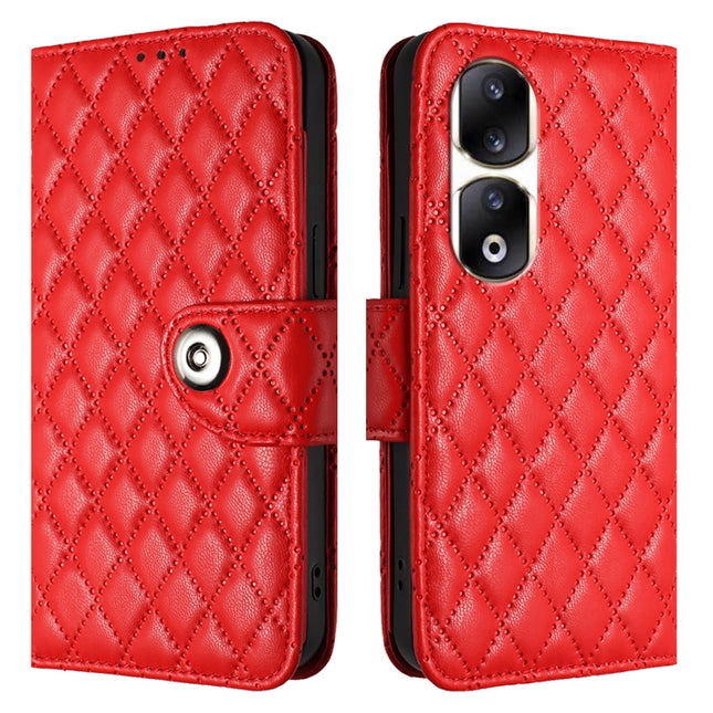 Rhombic Texture Flip Leather Phone Case with Lanyard, For Honor 90 Pro, For Honor 90, For Honor X7a / Play7T, For Honor X8 5G / X6 4G / 70 Lite