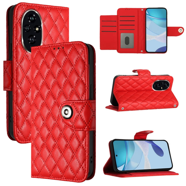 Rhombic Texture Flip Leather Phone Case with Lanyard, For Honor 200 Pro, For Honor Play 50, For Honor 200 Lite Global, For Honor 90 Smart / X7b 5G / X7b 4G