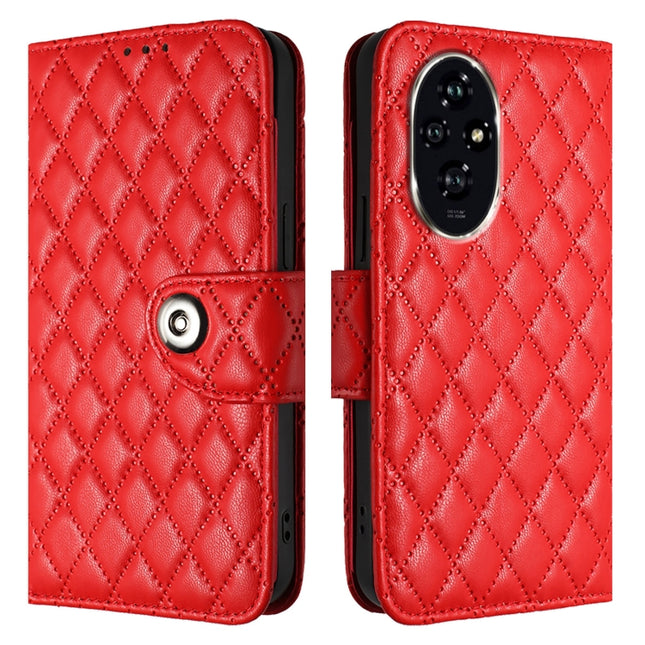 Rhombic Texture Flip Leather Phone Case with Lanyard, For Honor 200 Pro, For Honor Play 50, For Honor 200 Lite Global, For Honor 90 Smart / X7b 5G / X7b 4G