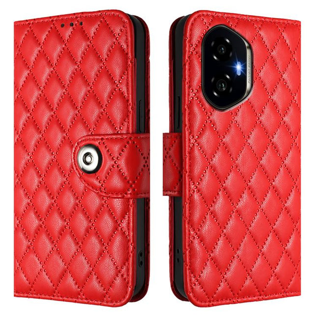 Rhombic Texture Flip Leather Phone Case with Lanyard, For Honor 300 5G, For Honor X9c 5G Global, For Honor X6b, For Honor 200
