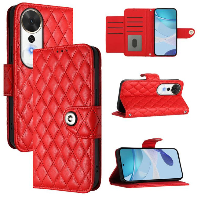 Rhombic Texture Flip Leather Phone Case with Lanyard, For Honor Play 70 Plus, For Honor X5c Plus, For Honor X6c 4G, For Honor 400 Pro 5G 160.8mm Global