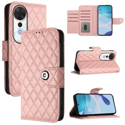 Rhombic Texture Flip Leather Phone Case with Lanyard, For Honor Play 70 Plus, For Honor X5c Plus, For Honor X6c 4G, For Honor 400 Pro 5G 160.8mm Global
