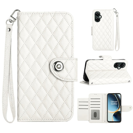 Rhombic Texture Flip Leather Phone Case with Lanyard, For OnePlus 12R, For OnePlus 12 5G Global, For OnePlus CE 3 Lite 5G / Nord N30, For OnePlus Nord CE3
