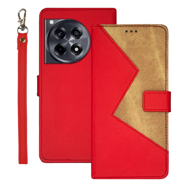 idewei Two-color Splicing Leather Phone Case, For OnePlus 13R, For OnePlus 12R, For OnePlus 12