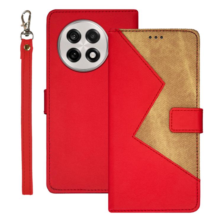 idewei Two-color Splicing Leather Phone Case, For OnePlus 13R, For OnePlus 12R, For OnePlus 12