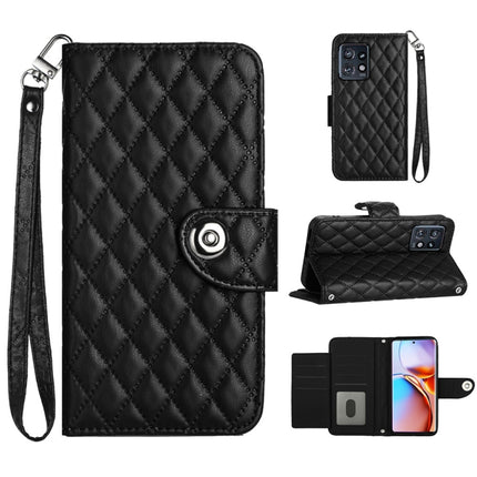 Rhombic Texture Flip Leather Phone Case with Lanyard, For Motorola Moto E13, For Motorola Moto G73, For Motorola Edge+ 2023, For Motorola Moto G 5G 2023