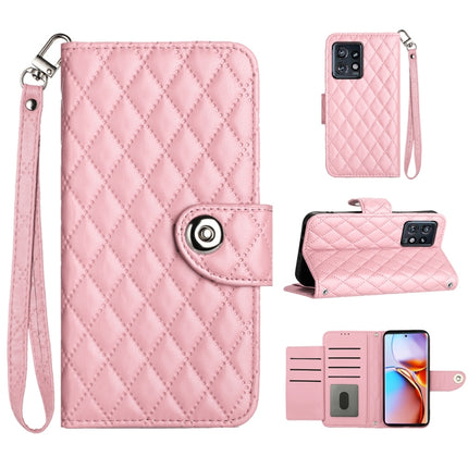 Rhombic Texture Flip Leather Phone Case with Lanyard, For Motorola Moto E13, For Motorola Moto G73, For Motorola Edge+ 2023, For Motorola Moto G 5G 2023