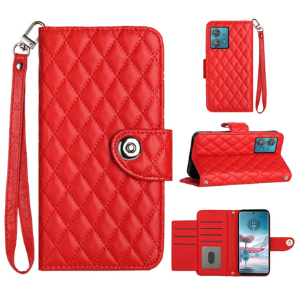 Rhombic Texture Flip Leather Phone Case with Lanyard, For Motorola Moto G54 Power, For Motorola Edge 40 Neo, For Motorola Moto G14, For Motorola Moto G Stylus 2023 4G