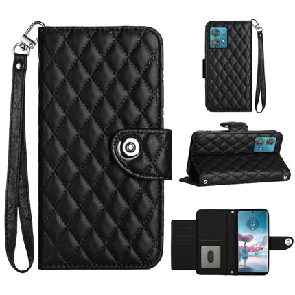 Rhombic Texture Flip Leather Phone Case with Lanyard, For Motorola Moto G54 Power, For Motorola Edge 40 Neo, For Motorola Moto G14, For Motorola Moto G Stylus 2023 4G