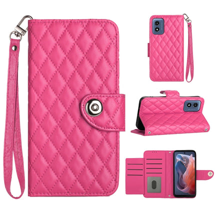 Rhombic Texture Flip Leather Phone Case with Lanyard, For Motorola Moto G04 / G24, For Motorola Moto G34, For Motorola Moto G Play 4G 2024, For Motorola Moto G Power 5G 2024