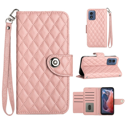 Rhombic Texture Flip Leather Phone Case with Lanyard, For Motorola Moto G04 / G24, For Motorola Moto G34, For Motorola Moto G Play 4G 2024, For Motorola Moto G Power 5G 2024