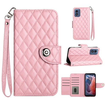 Rhombic Texture Flip Leather Phone Case with Lanyard, For Motorola Moto G04 / G24, For Motorola Moto G34, For Motorola Moto G Play 4G 2024, For Motorola Moto G Power 5G 2024
