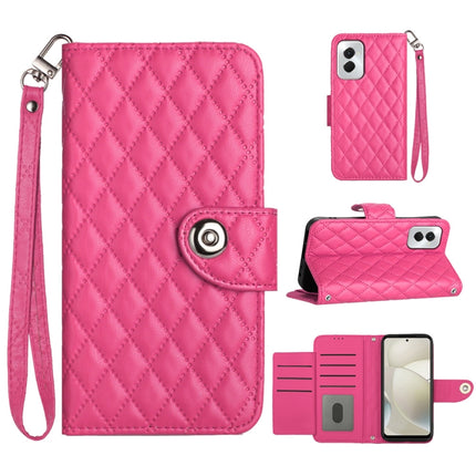 Rhombic Texture Flip Leather Phone Case with Lanyard, For Motorola Moto G04 / G24, For Motorola Moto G34, For Motorola Moto G Play 4G 2024, For Motorola Moto G Power 5G 2024