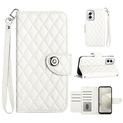 Rhombic Texture Flip Leather Phone Case with Lanyard, For Motorola Moto G04 / G24, For Motorola Moto G34, For Motorola Moto G Play 4G 2024, For Motorola Moto G Power 5G 2024