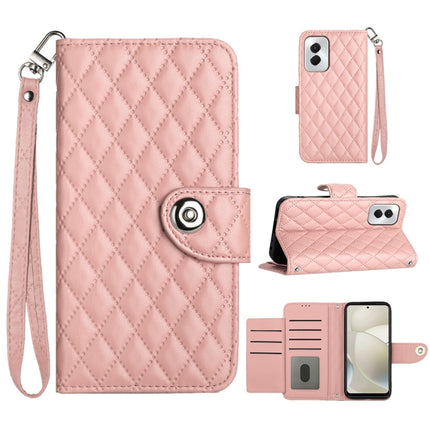 Rhombic Texture Flip Leather Phone Case with Lanyard, For Motorola Moto G04 / G24, For Motorola Moto G34, For Motorola Moto G Play 4G 2024, For Motorola Moto G Power 5G 2024
