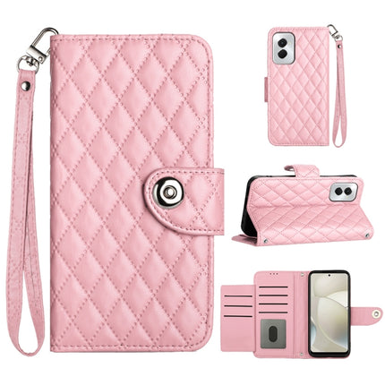 Rhombic Texture Flip Leather Phone Case with Lanyard, For Motorola Moto G04 / G24, For Motorola Moto G34, For Motorola Moto G Play 4G 2024, For Motorola Moto G Power 5G 2024