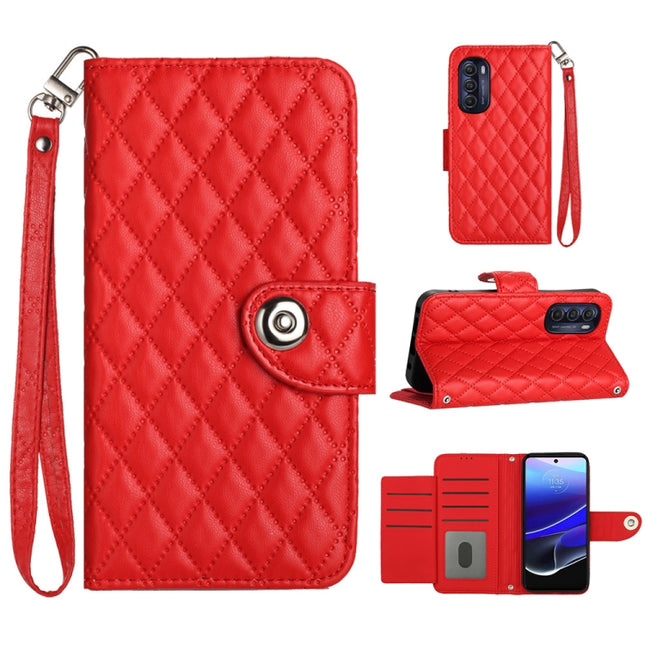 Rhombic Texture Flip Leather Phone Case with Lanyard, For Motorola Edge S30 / Moto G200 5G, For Motorola Moto G Stylus 5G 2022, For Motorola Moto G Stylus 4G 2022, For Motorola Moto E20 / E30 / E40