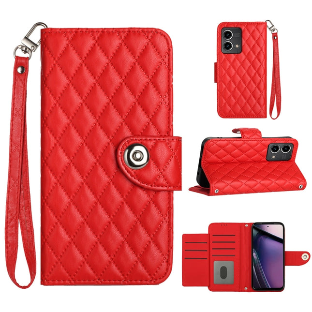 Rhombic Texture Flip Leather Phone Case with Lanyard, For Motorola Edge 40, For Motorola Moto G Power 2023, For Motorola Moto G Stylus 5G 2023, For Motorola Moto G53 / G23 / G13