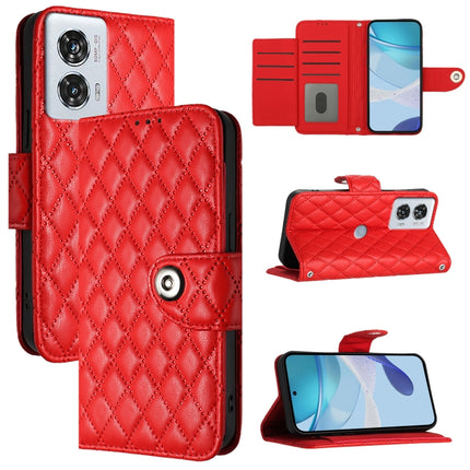 Rhombic Texture Flip Leather Phone Case with Lanyard, For Motorola Edge 50 Fusion, For Motorola Moto G24 Power India, For Motorola Moto G Play 5G 2024, For Motorola Moto G 5G 2024 Global