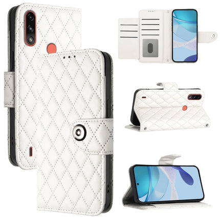 Rhombic Texture Flip Leather Phone Case with Lanyard, For Motorola Moto E7 Power, For Motorola One 5G Ace, For Motorola Moto G 5G 2020, For Motorola Moto G Power 2021