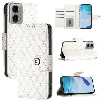 Rhombic Texture Flip Leather Phone Case with Lanyard, For Motorola Moto G04 / G24, For Motorola Moto G34, For Motorola Moto G Play 4G 2024, For Motorola Moto G Power 5G 2024