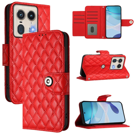 Rhombic Texture Flip Leather Phone Case with Lanyard, For Motorola Moto G05, For Motorola Moto G15, For Motorola Edge 50 5G Global, For Motorola Moto E14