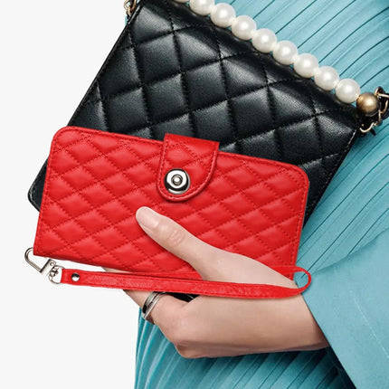 Rhombic Texture Flip Leather Phone Case with Lanyard, For Motorola Moto G05, For Motorola Moto G15, For Motorola Edge 50 5G Global, For Motorola Moto E14