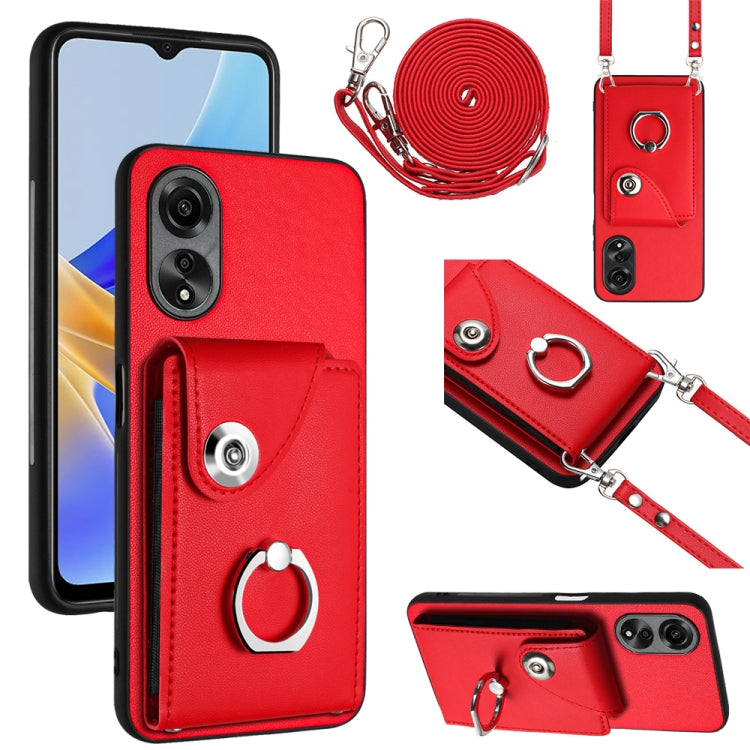 Organ Card Bag Ring Holder Phone Case with Long Lanyard, For OPPO Reno11 Pro Global, For OPPO A58/A58x/A1x/A2x, For OPPO A38 4G / A18 4G Global, For OPPO A58 4G Global