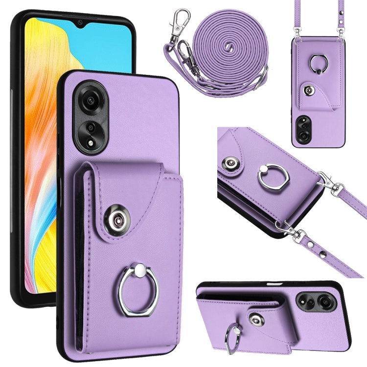 Organ Card Bag Ring Holder Phone Case with Long Lanyard, For OPPO Reno11 Pro Global, For OPPO A58/A58x/A1x/A2x, For OPPO A38 4G / A18 4G Global, For OPPO A58 4G Global