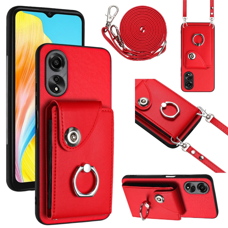 Organ Card Bag Ring Holder Phone Case with Long Lanyard, For OPPO Reno11 Pro Global, For OPPO A58/A58x/A1x/A2x, For OPPO A38 4G / A18 4G Global, For OPPO A58 4G Global