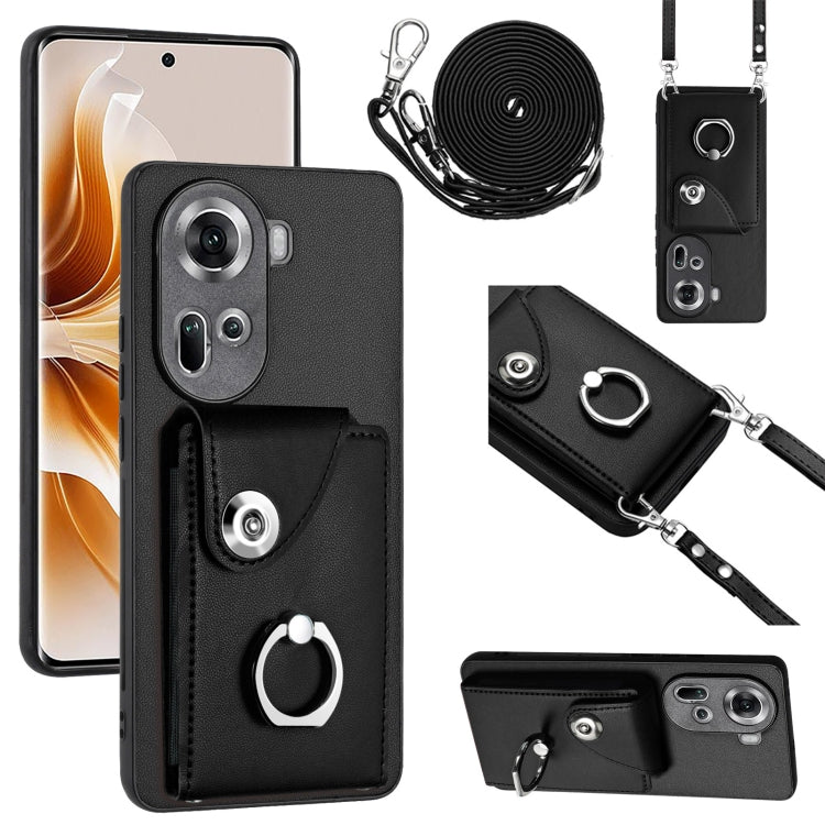 Organ Card Bag Ring Holder Phone Case with Long Lanyard, For OPPO A3 Pro 5G, For OPPO F25 Pro 5G India, For OPPO Reno11 F Thai Version, For OPPO Reno11 Global