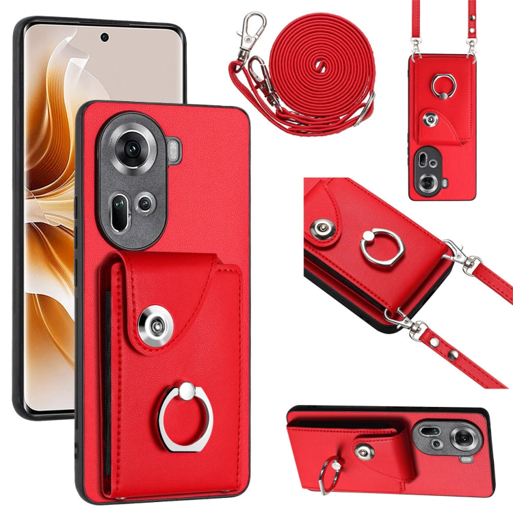 Organ Card Bag Ring Holder Phone Case with Long Lanyard, For OPPO A3 Pro 5G, For OPPO F25 Pro 5G India, For OPPO Reno11 F Thai Version, For OPPO Reno11 Global
