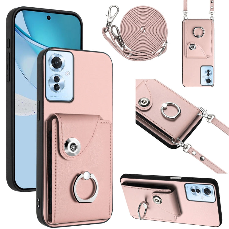 Organ Card Bag Ring Holder Phone Case with Long Lanyard, For OPPO A3 Pro 5G, For OPPO F25 Pro 5G India, For OPPO Reno11 F Thai Version, For OPPO Reno11 Global