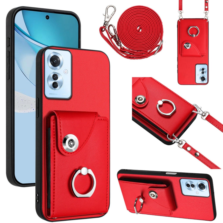 Organ Card Bag Ring Holder Phone Case with Long Lanyard, For OPPO A3 Pro 5G, For OPPO F25 Pro 5G India, For OPPO Reno11 F Thai Version, For OPPO Reno11 Global