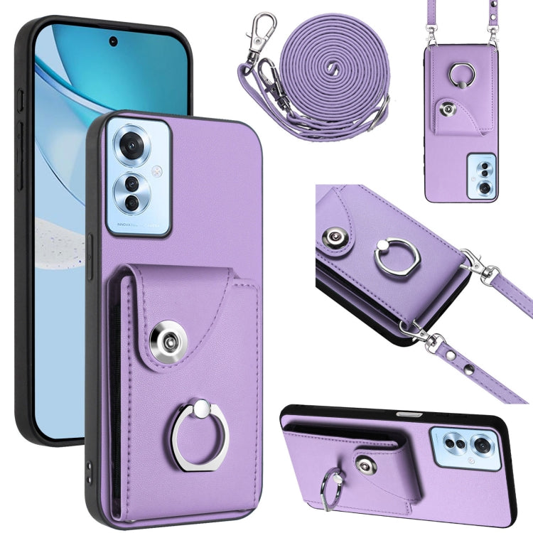 Organ Card Bag Ring Holder Phone Case with Long Lanyard, For OPPO A3 Pro 5G, For OPPO F25 Pro 5G India, For OPPO Reno11 F Thai Version, For OPPO Reno11 Global