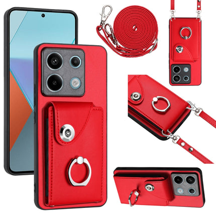 Organ Card Bag Ring Holder Phone Case with Long Lanyard, For Xiaomi Redmi 13C 4G / Poco C65, For Xiaomi Redmi Note 13 5G Global, For Xiaomi Redmi Note 13 Pro+, For Xiaomi Redmi Note 13 Pro 5G Global