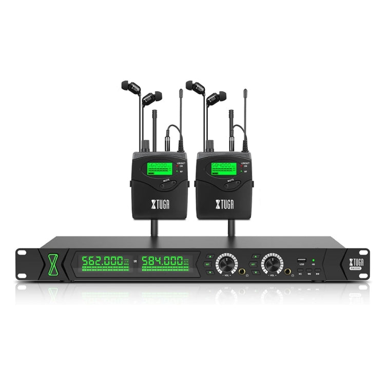 XTUGA RW2090 Professional Stage Wireless 2 Channel In Ear Monitoring System 2 in 1, US Plug, EU Plug, AU Plug, UK Plug