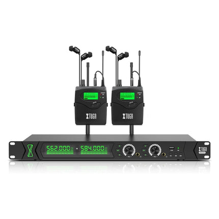 XTUGA RW2090 Professional Stage Wireless 2 Channel In Ear Monitoring System 2 in 1