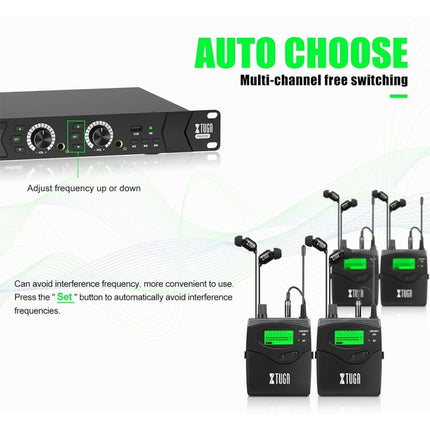 XTUGA RW2090 Professional Stage Wireless 2 Channel In Ear Monitoring System 2 in 1