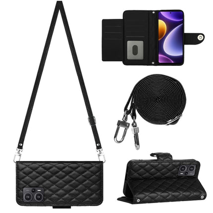 Rhombic Texture Flip Leather Phone Case with Long Lanyard, For Xiaomi Redmi 13C 4G, For Xiaomi 13T / 13T Pro, For Xiaomi Poco F5 / Redmi Note 12 Turbo, For Xiaomi Poco F5 Pro / Redmi K60