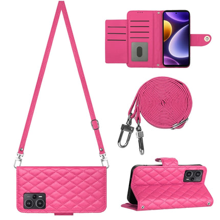 Rhombic Texture Flip Leather Phone Case with Long Lanyard, For Xiaomi Redmi 13C 4G, For Xiaomi 13T / 13T Pro, For Xiaomi Poco F5 / Redmi Note 12 Turbo, For Xiaomi Poco F5 Pro / Redmi K60