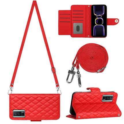 Rhombic Texture Flip Leather Phone Case with Long Lanyard, For Xiaomi Redmi 13C 4G, For Xiaomi 13T / 13T Pro, For Xiaomi Poco F5 / Redmi Note 12 Turbo, For Xiaomi Poco F5 Pro / Redmi K60