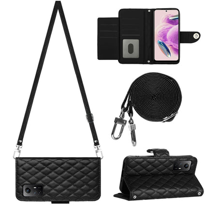 Rhombic Texture Flip Leather Phone Case with Long Lanyard, For Xiaomi Redmi Note 12S 4G Global, For Xiaomi Redmi Note 12 4G Global, For Xiaomi Redmi 12C / 11A / Poco C55, For Xiaomi Redmi Note 12 Pro+ 5G Global