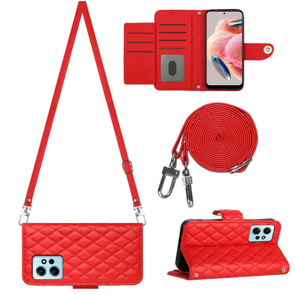 Rhombic Texture Flip Leather Phone Case with Long Lanyard, For Xiaomi Redmi Note 12S 4G Global, For Xiaomi Redmi Note 12 4G Global, For Xiaomi Redmi 12C / 11A / Poco C55, For Xiaomi Redmi Note 12 Pro+ 5G Global